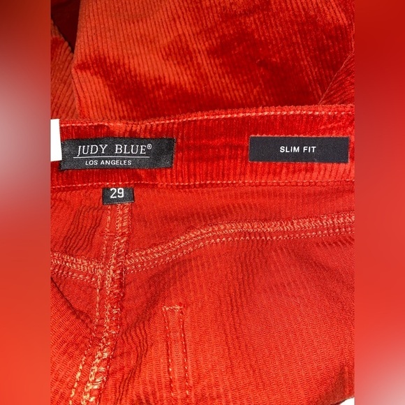 NWT Judy Blue Ankle‎ Straight Corduroy Pants High Rise Cropped Rust Red Plus 29W - Picture 3 of 13